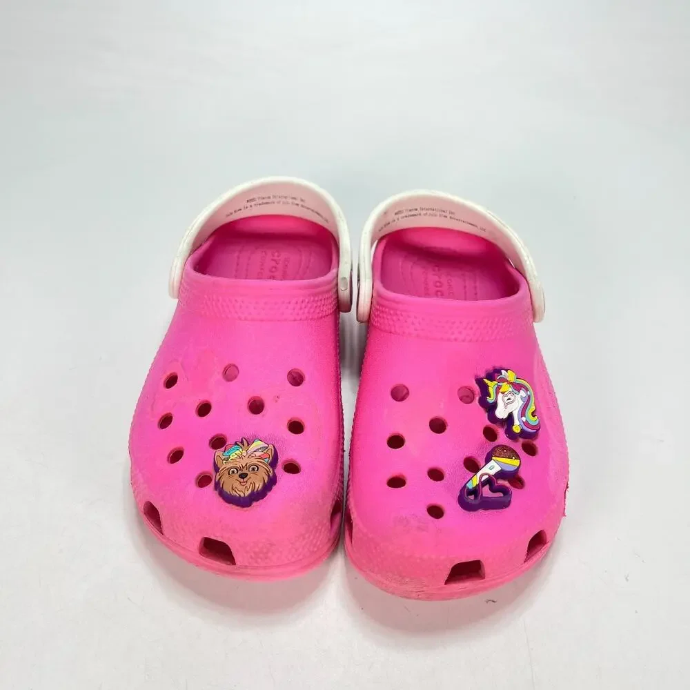 Crocs Fun Lab JoJo Siwa Clogs Pink White Comfortable Slip On Shoes Kids Size 11